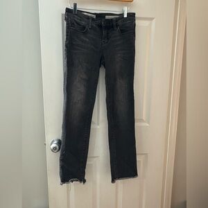 Pilcro and the Letterpress Anthropologie black parallel raw hem Jean size 26